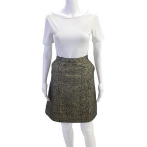 Tucker For Target Womens Cotton Metallic Zippered Mini Skirt Gold Size 11